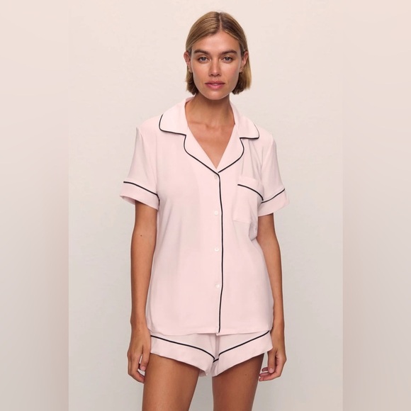 Eberjey Gisele TENCE Modal Relaxed Short PJ Set in
Sorbet Pink/Black Large - Picture 1 of 15